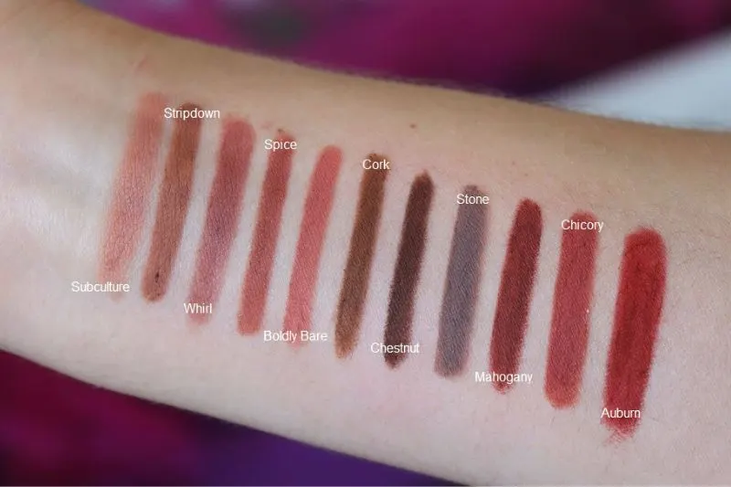 mac oak lip liner swatch