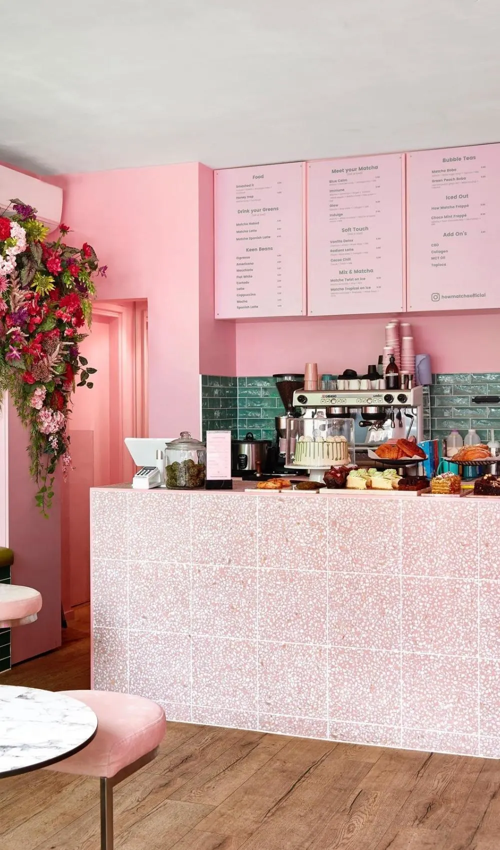 pretty pink places in london to visit - traveling to london for the first time - most instagrammable places in london - best photography spots in london - cutest places to visit in london - best pink cafes in london - best pink bars in london - best pink restaurants in london - pink coffee shop london - most beautiful elan cafe in london - most instagrammable cafes in london - most instagrammable restaurants in london - best things to do in london - nontouristy things to do in london - most colorful places in london - how matcha