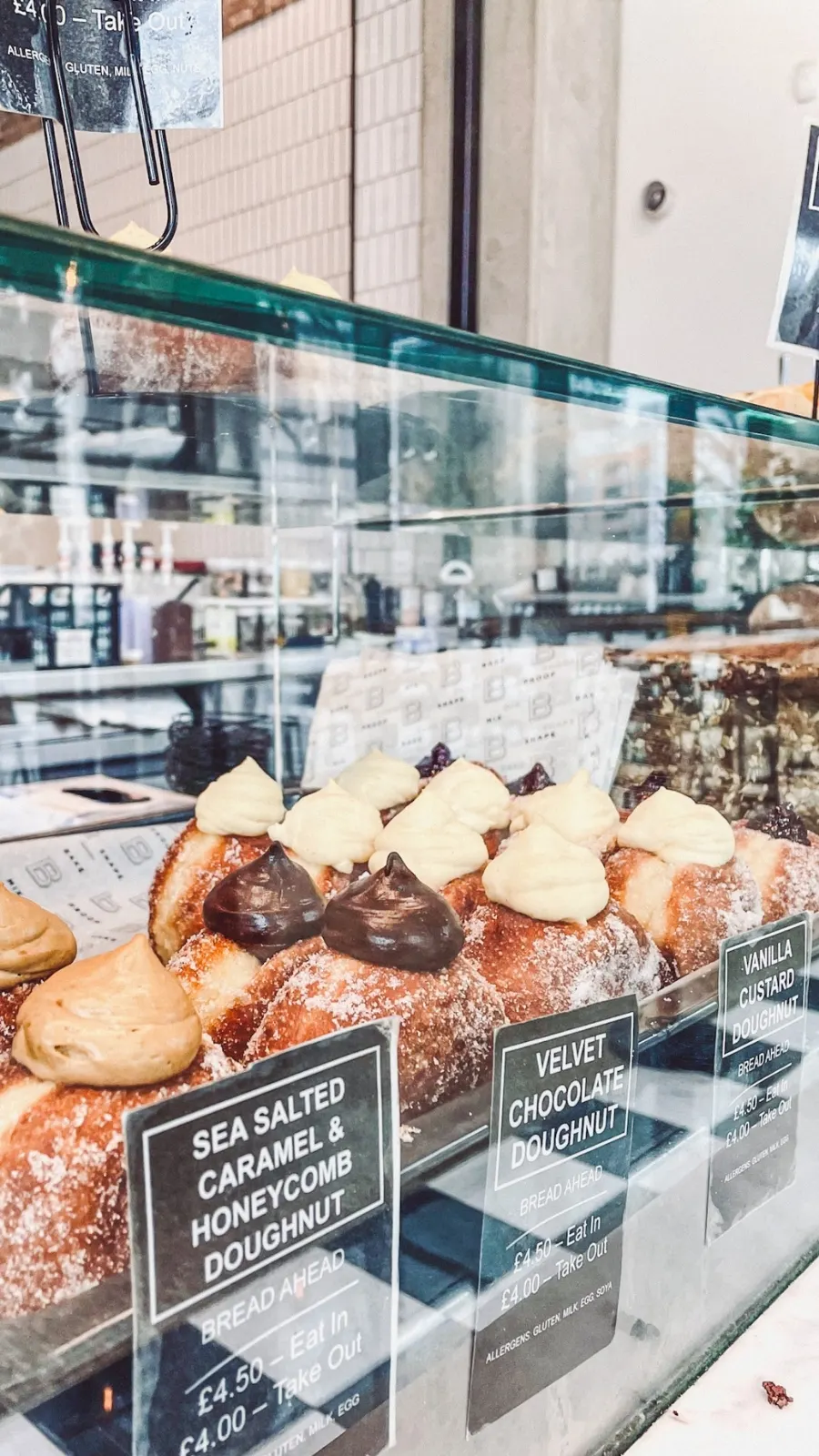 best rustic bakeries in london - best doughnuts in london - best donuts in london - bread ahead bakery london wembley review menu photos