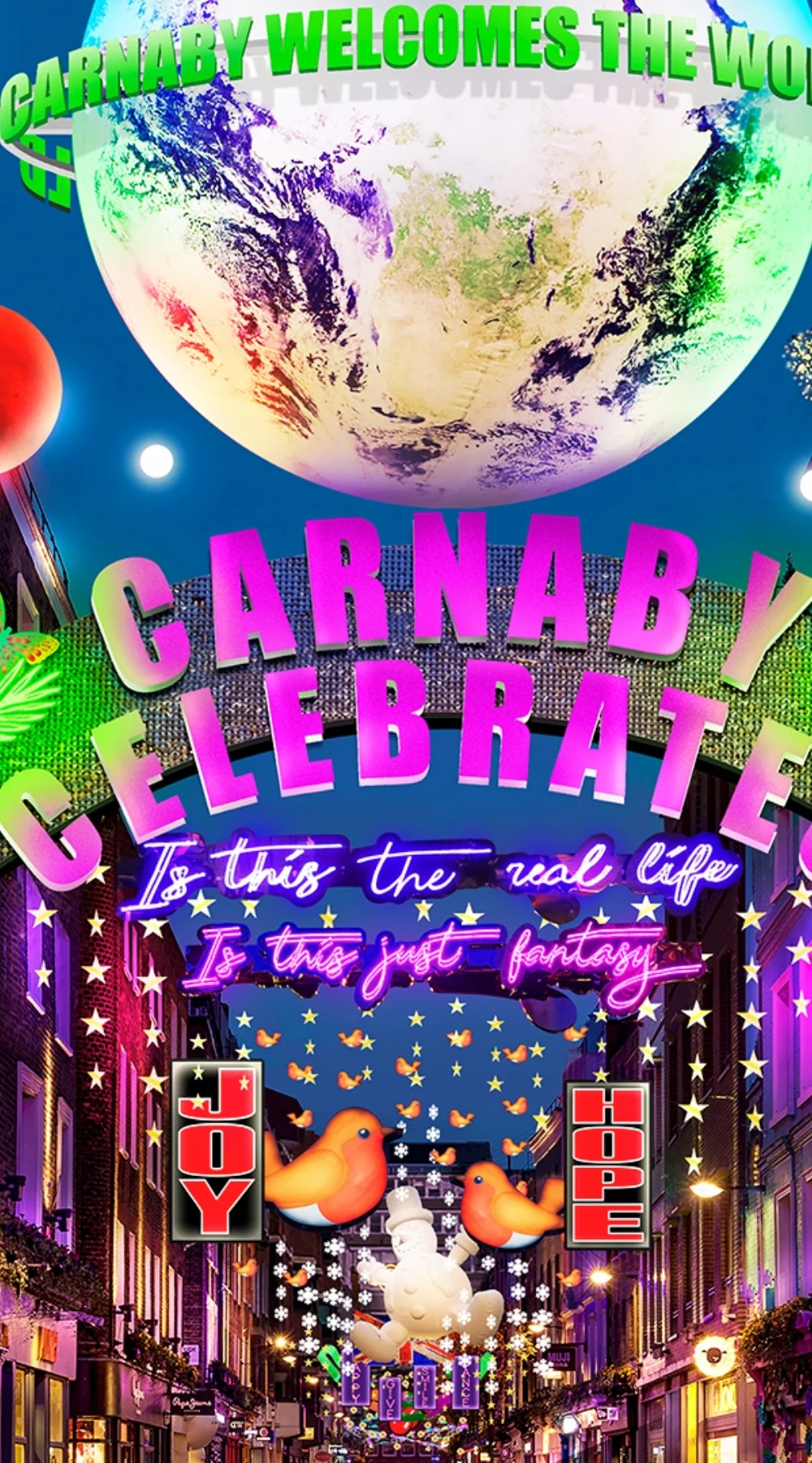 Christmas Lights and Decorations in London: Carnaby Street