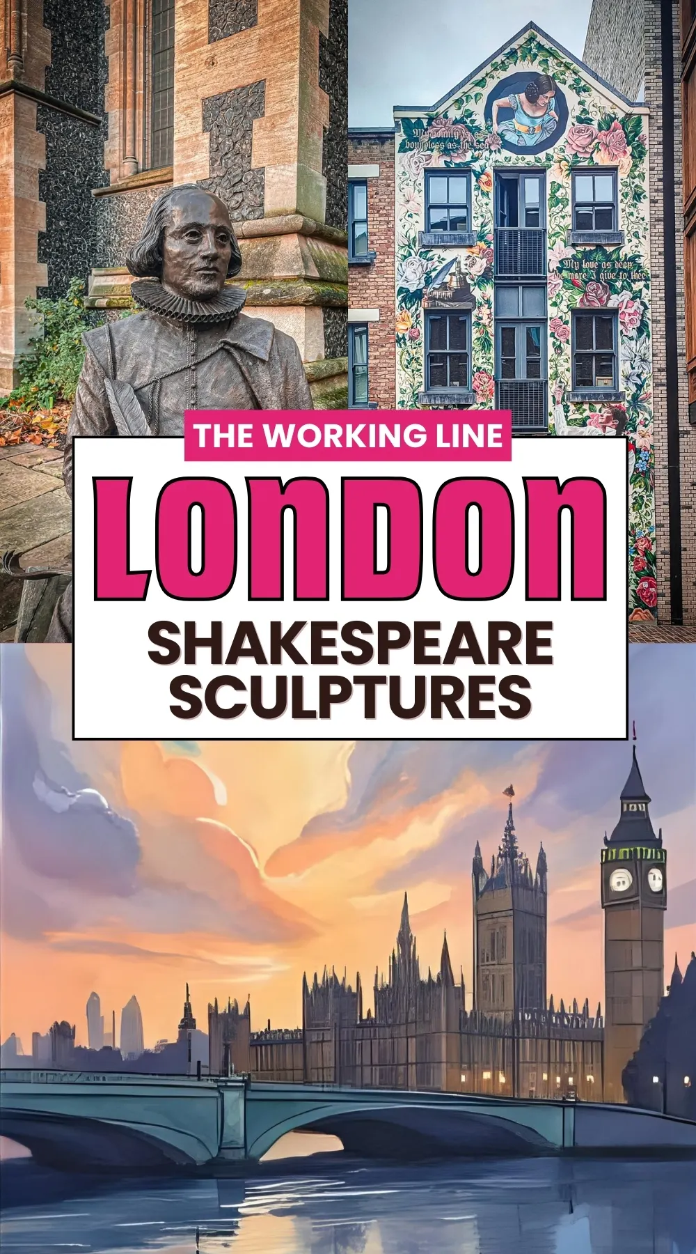 bookish locations in london - shakespeare sculptures in london and statues - literary locations in london