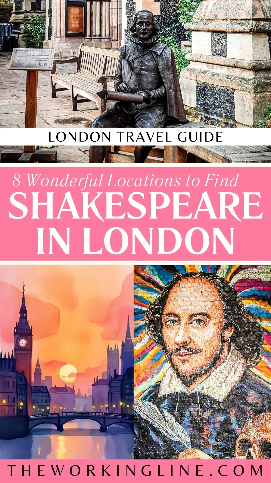 bookish locations in london - shakespeare sculptures in london and statues - literary locations in london