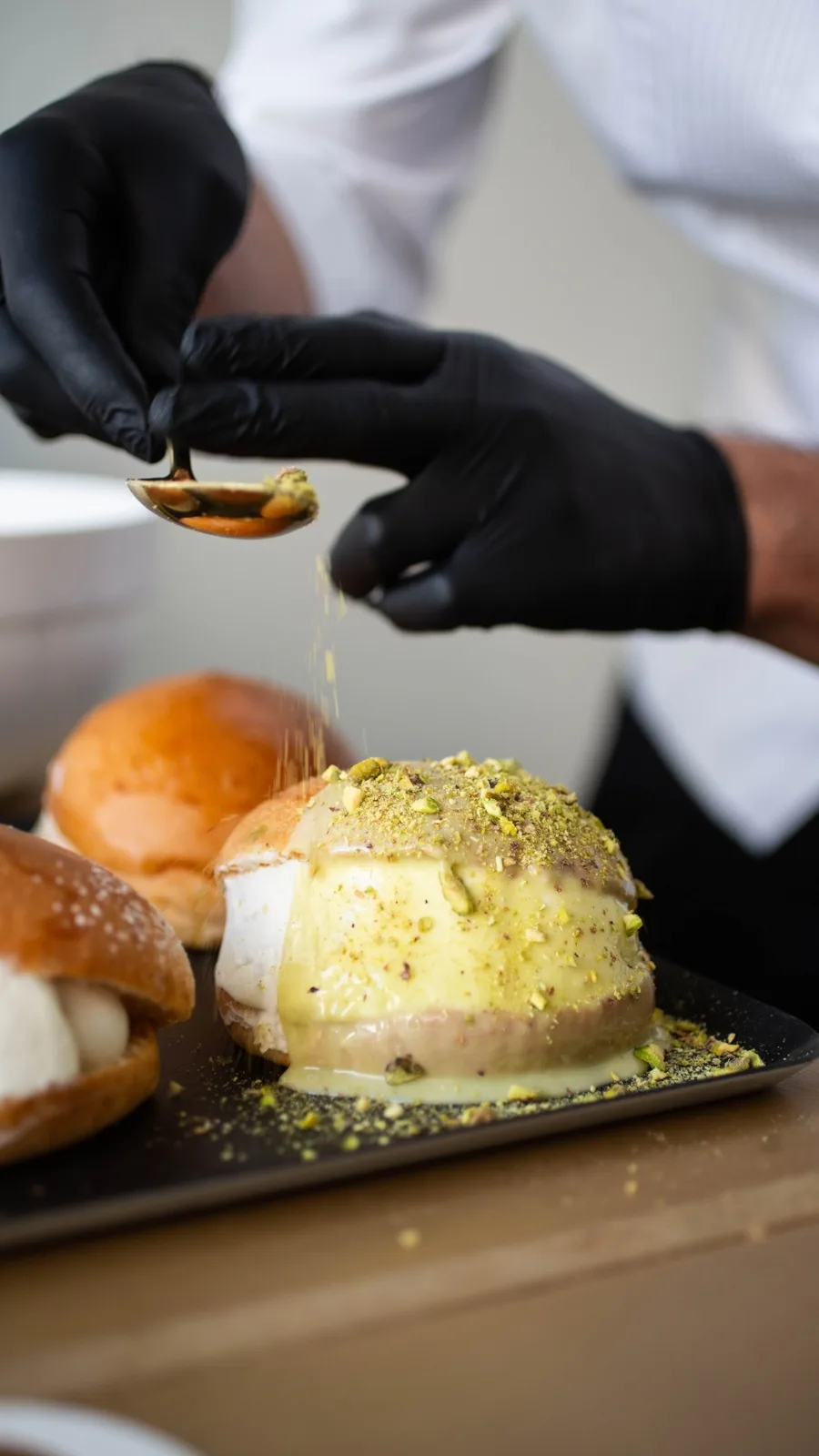 Best Desserts in London: Pistachio Maritozzo at Dolce VyTA, Covent Garden