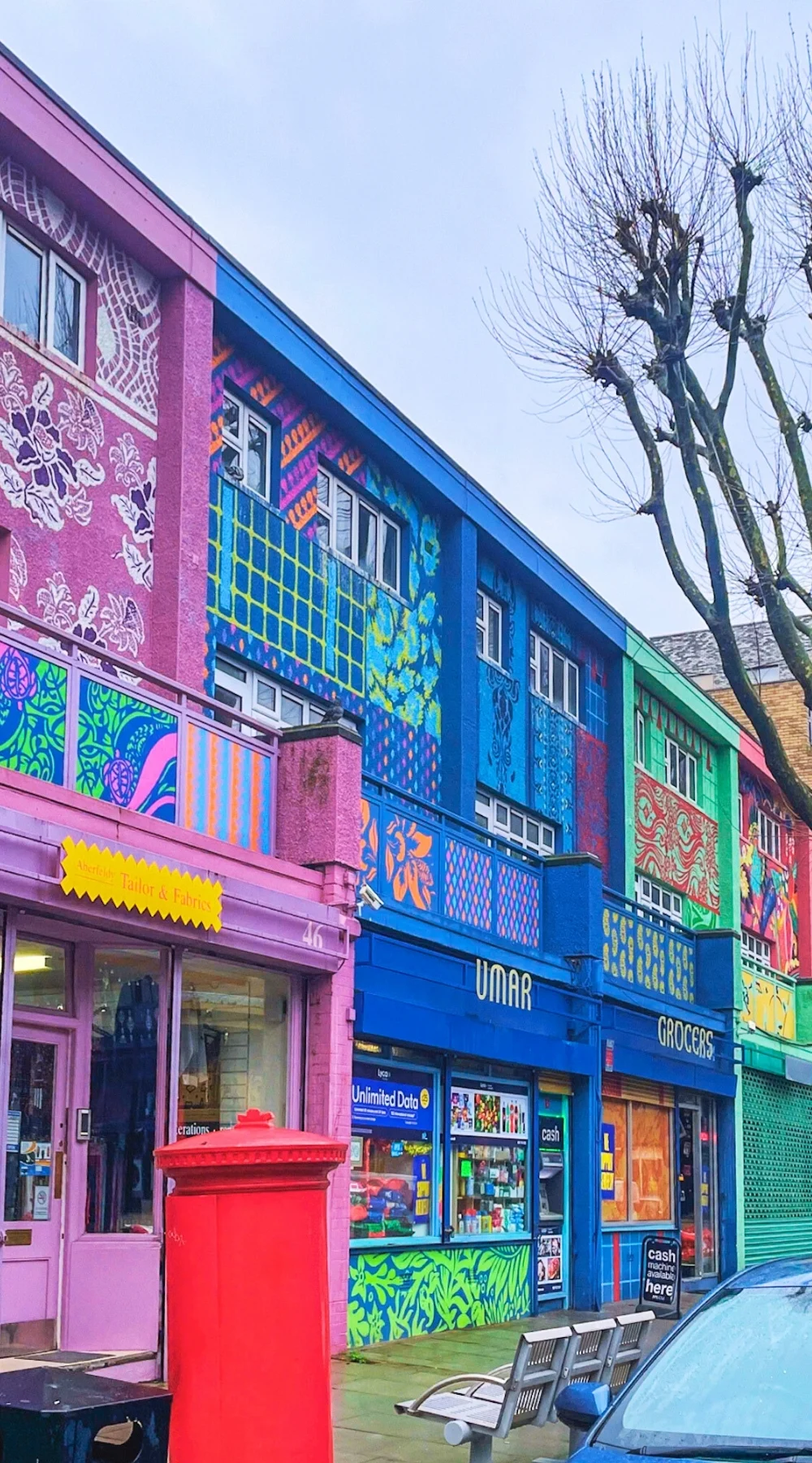 Aberfeldy Street poplar east london hidden gems - most colorful places in london sightseeing - most secret places near canary wharf london travel guide - london colorful streets