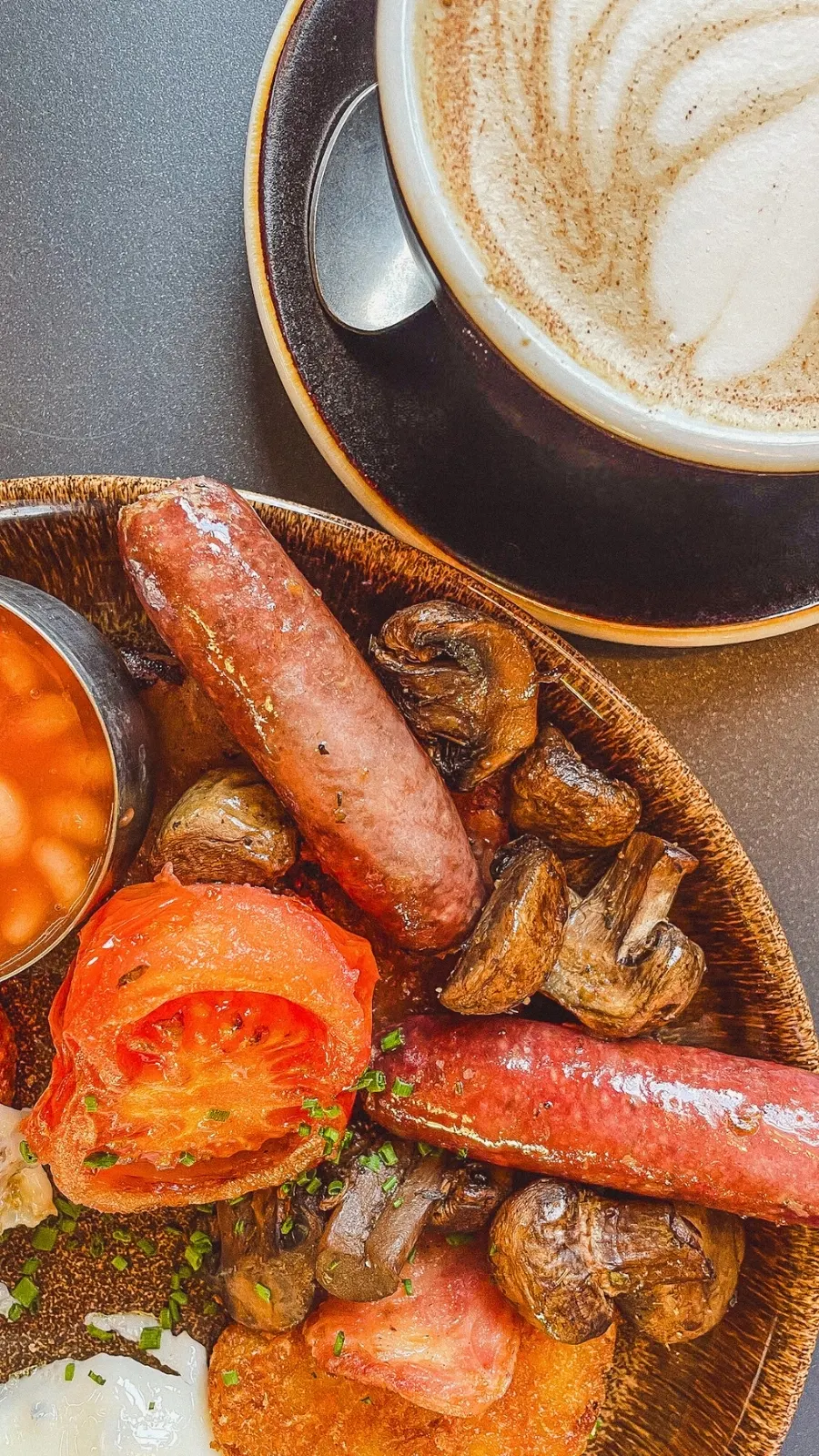 best halal cafes in london food guide - best halal full english breakfast in london hidden food gems - must eat places in london brunch - rustic coffee shops in london - vegan breakfast london - best cakes in london brownie chai latte - grounded bow review