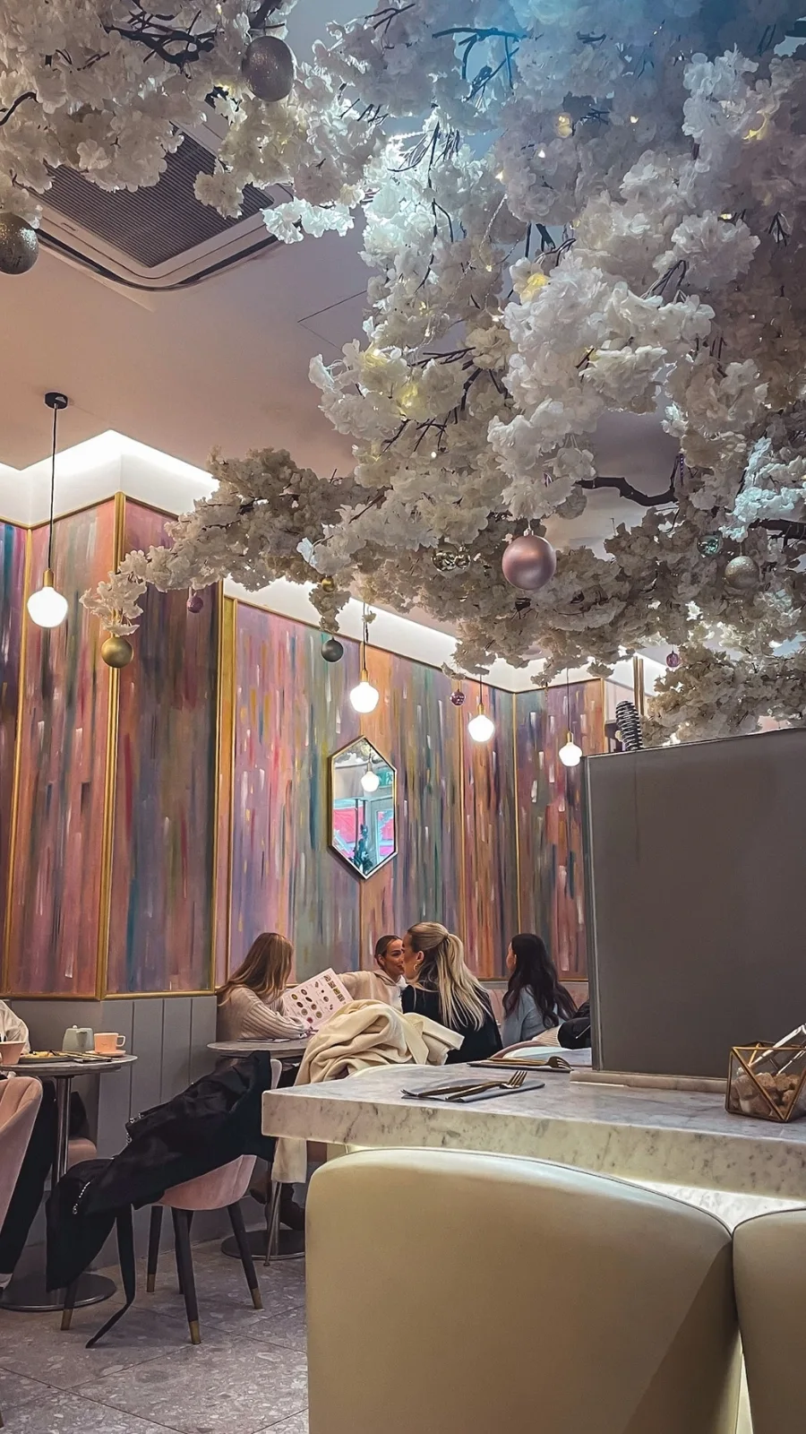 London's Cute Coffee Shops: Feya Cafe, Marylebone Review - floral cafes in london hidden food gems - pink lattes in london - colorful lattes in london - best cakes in london - best doughnuts in london travel guide - london feya cafe james street photos 