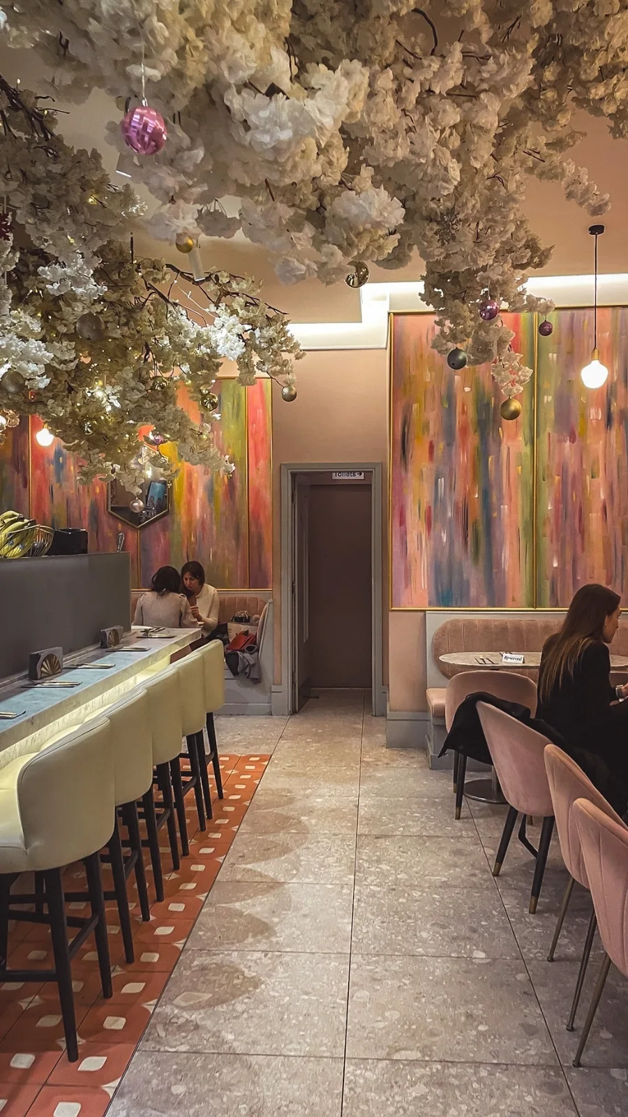 London's Cute Coffee Shops: Feya Cafe, Marylebone Review - floral cafes in london hidden food gems - pink lattes in london - colorful lattes in london - best cakes in london - best doughnuts in london travel guide - london feya cafe james street photos 