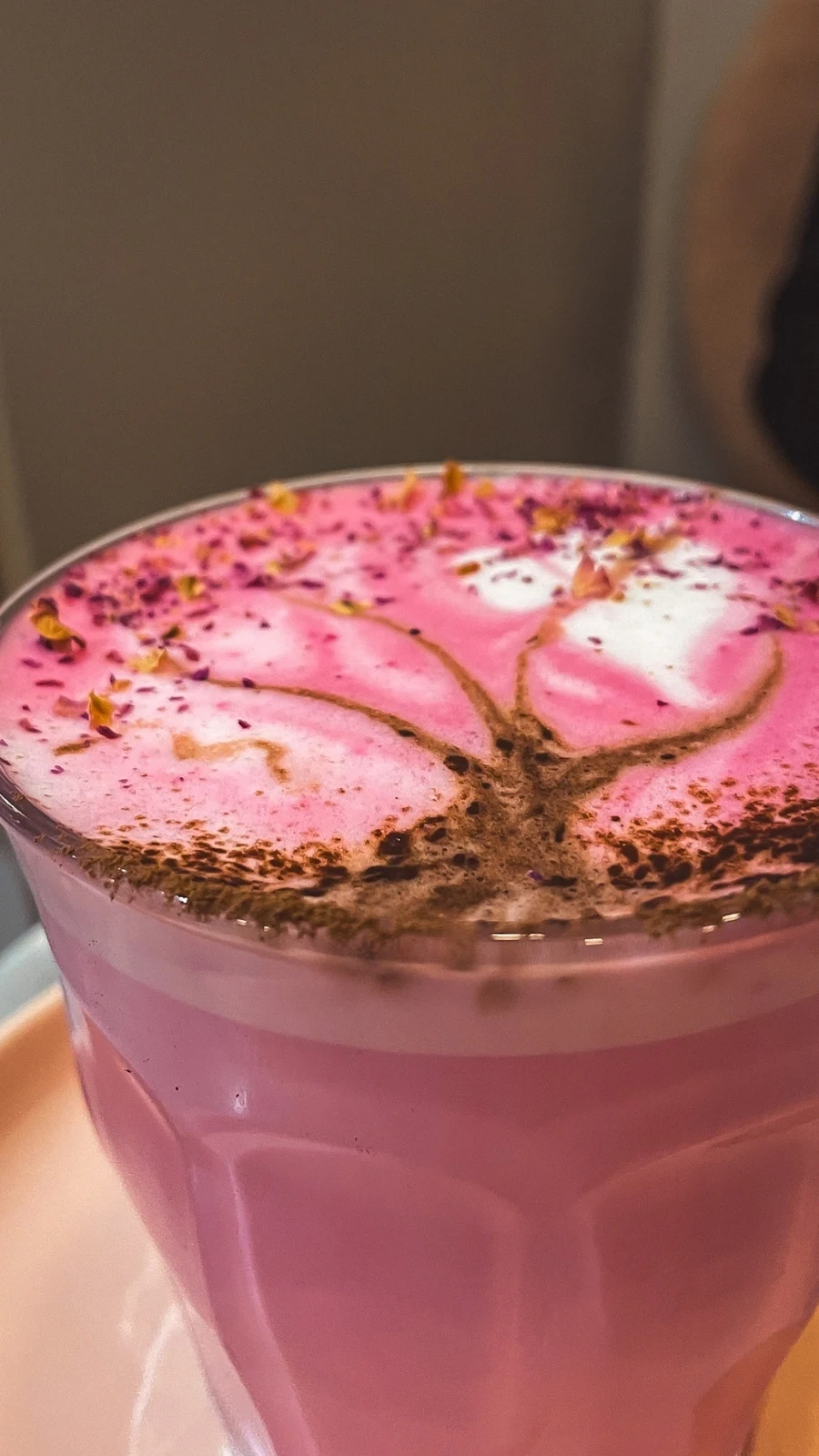 London's Cute Coffee Shops: Feya Cafe, Marylebone Review - floral cafes in london hidden food gems - pink lattes in london - colorful lattes in london - best cakes in london - best doughnuts in london travel guide - london feya cafe james street photos 