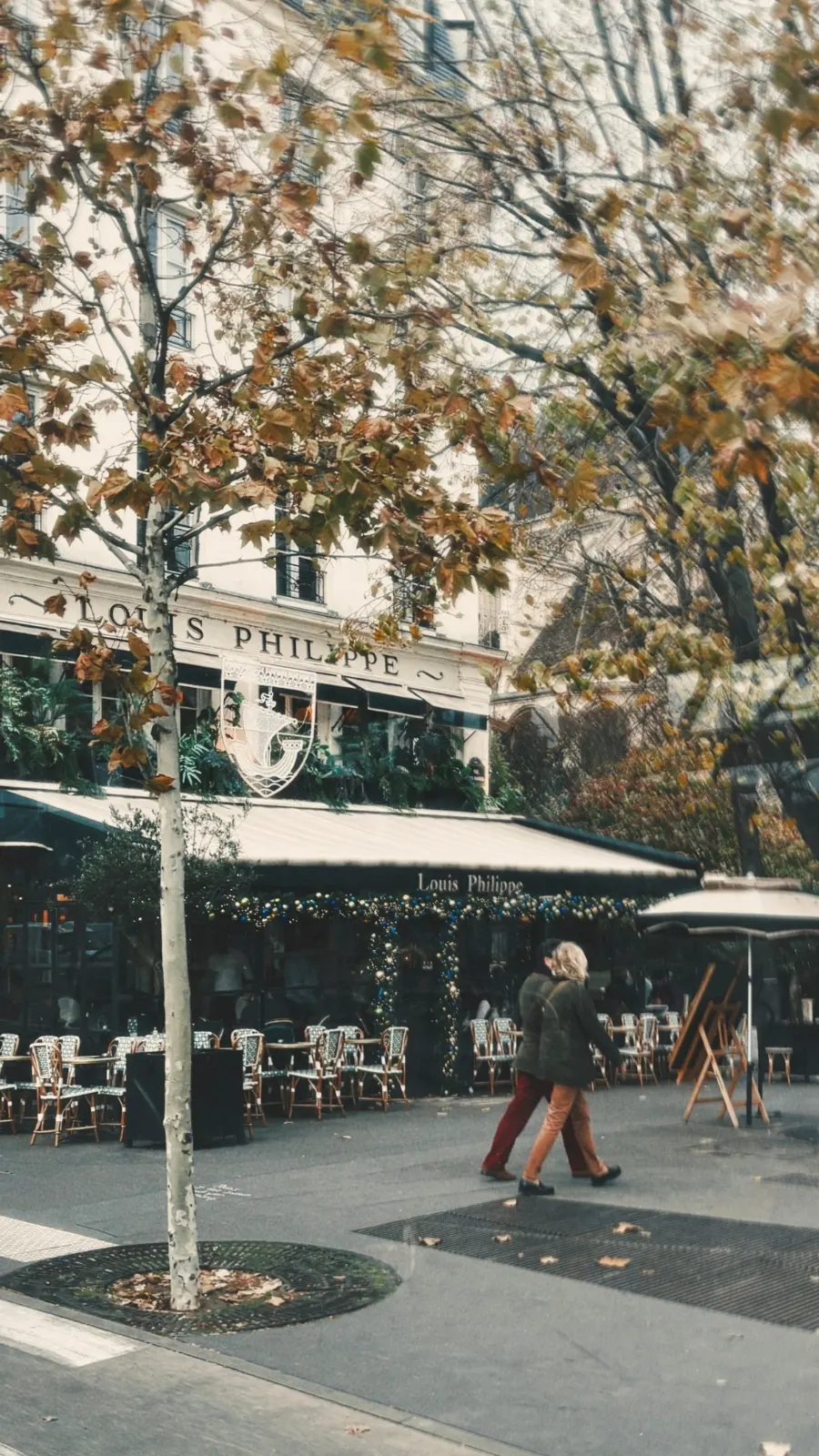 Christmas Decorations in Paris: Coffee Shops and Brasseries