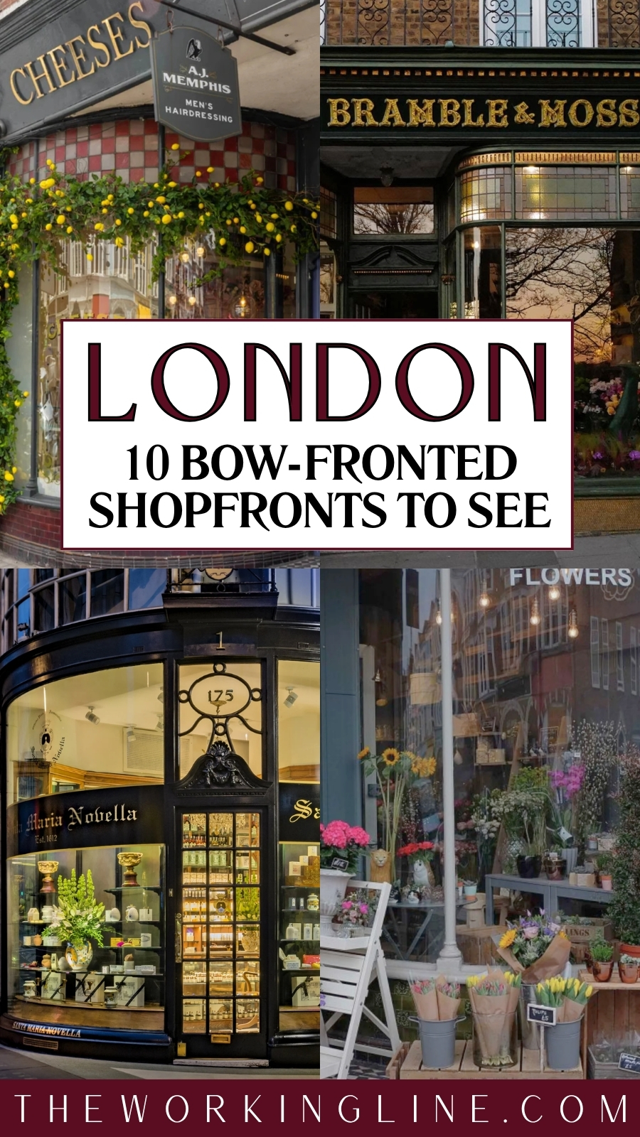 beautiful bow fronted shopfronts in london travel guide - historical shops in london photo spots - old shops in london bucket list - old independent shops in london curved shop windows victorian georgian