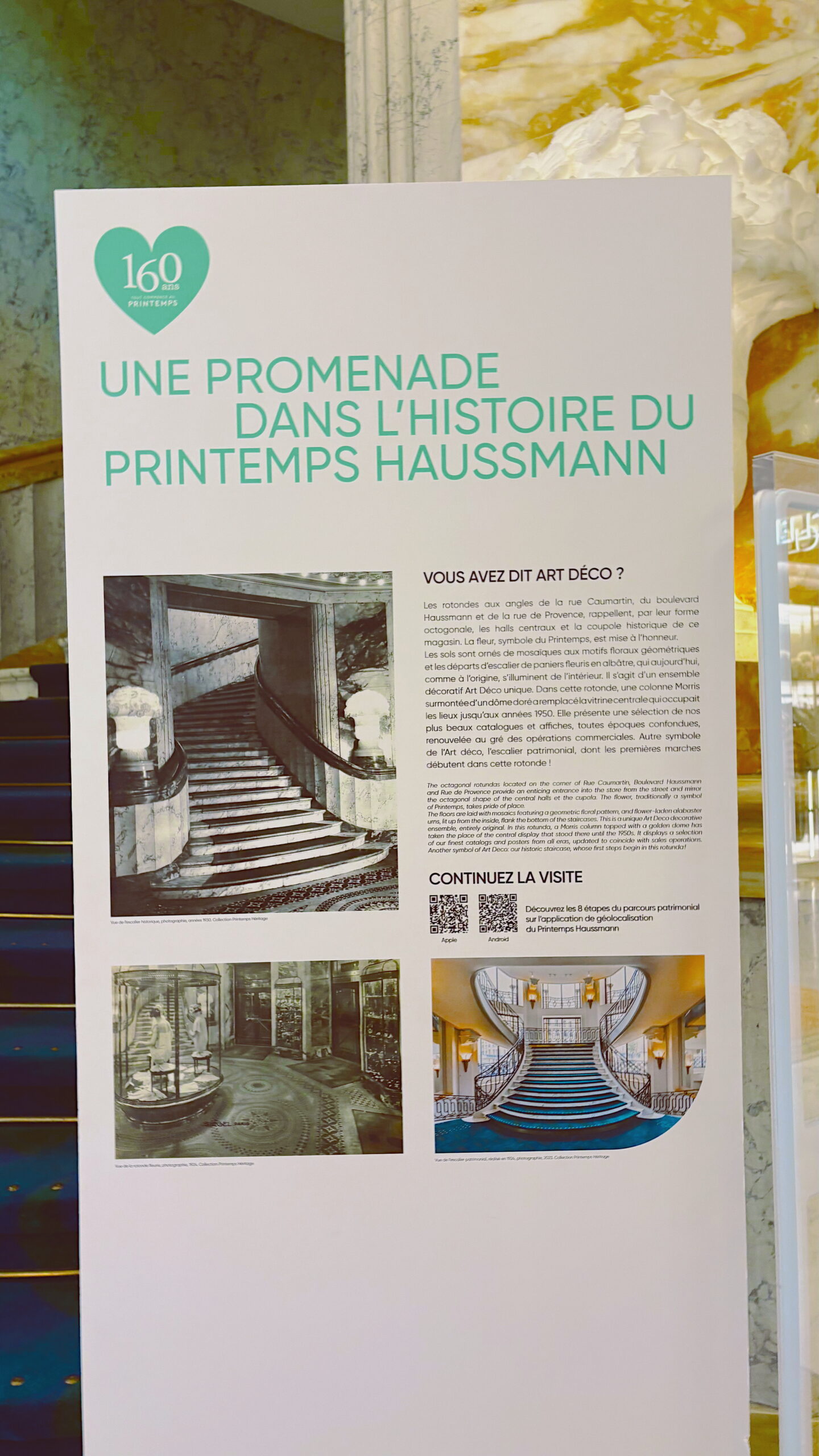 historical sites in paris printemps haussmann photos visit - art deco stairs - most beautiful places in paris landmarks shopping guide - best department stores in paris free viewpoints