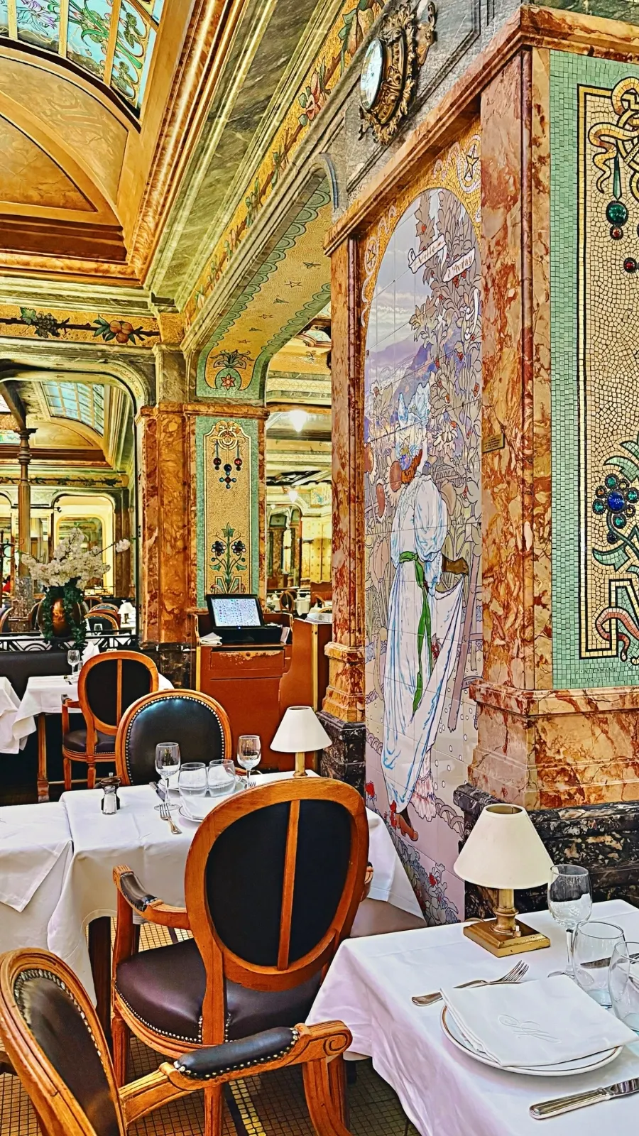 Brasserie Mollard, Paris: Luxurious Belle Epoque Restaurant photos review - most beautiful restaurants in paris art nouveau places mosaics