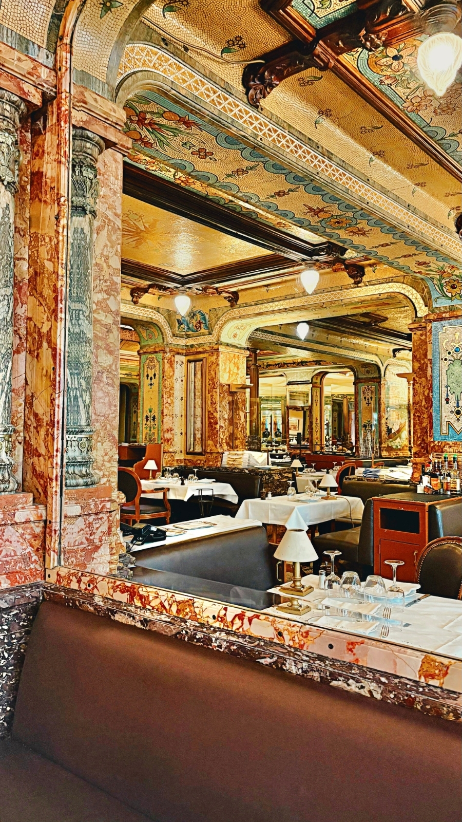 Brasserie Mollard, Paris: Luxurious Belle Epoque Restaurant photos review - most beautiful restaurants in paris art nouveau places mosaics