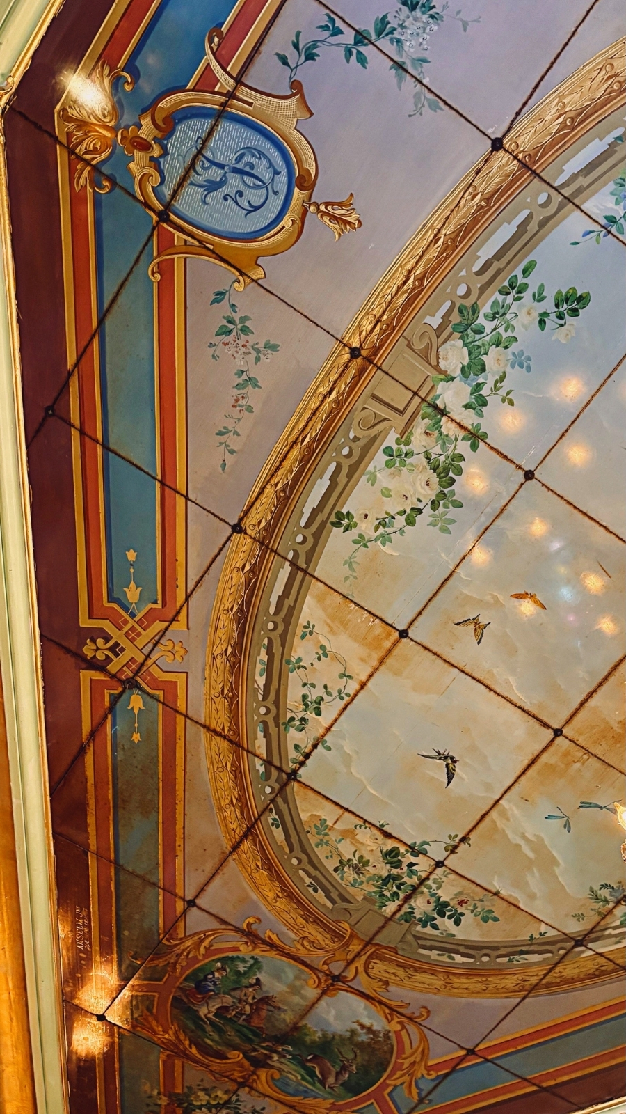 Historic Mosaic on the Ceiling at Cafe Quai 33, Paris