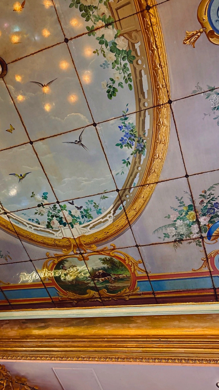 Historic Mosaic on the Ceiling at Cafe Quai 33, Paris
