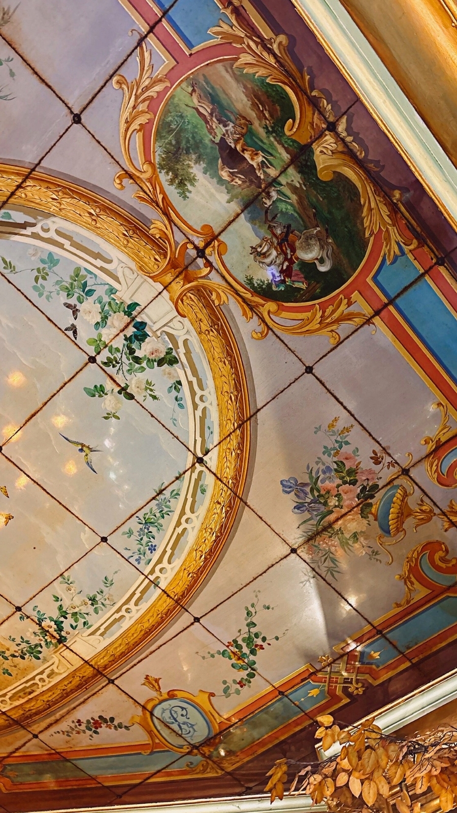 Historic Mosaic on the Ceiling at Cafe Quai 33, Paris
